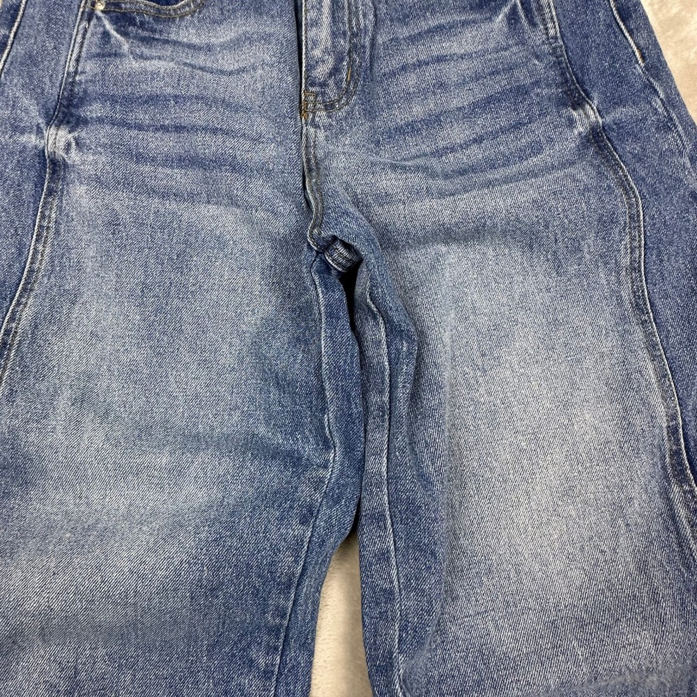 Flamingals Wide Leg Paneled Jeans Medium Wash High Rise Baggy Denim Blue Y2K - Picture 6 of 12